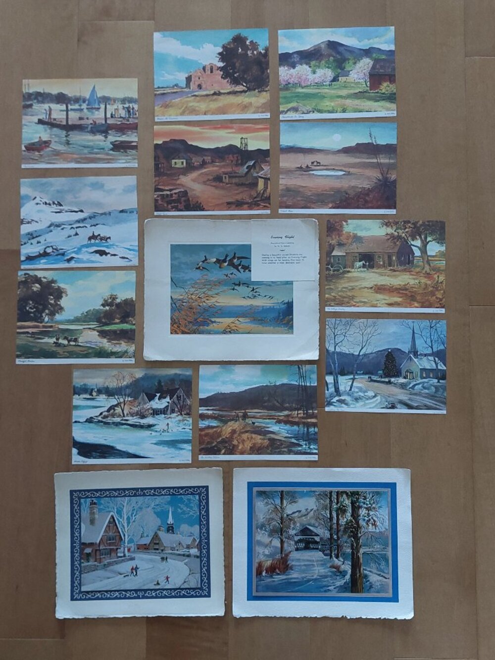 Vintage Art Print Lot Jack Pellew C Kouba Mid Century Modern Landscape Painting